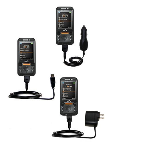 Deluxe Kit for the Sony Ericsson W850i includes a USB cable with Car and Wall Charger - Gomadic Brand w/ TipExchange Technology