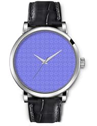 SPRAWL Aanalog Fashion Series Silver Ladies Watches of Genuine Black Leather Strap,Unique Wrist Watch for Women Girls Designed with lilac flowers