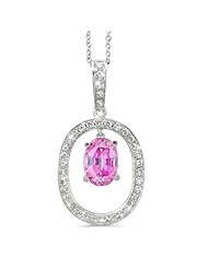 Large Duo Oval Diamond Pendant In 18K White Gold With A 1.00 ct. Genuine pink-sapphire Center Stone.