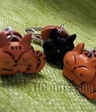 3D Black Cat Cell Phone Charms * SLEEPING * VANCA Craft Petit Mini Mascot Leather Japanese