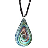 Multi-Color Murano Glass Teardrop Pendant on Beaded Strands, 20"