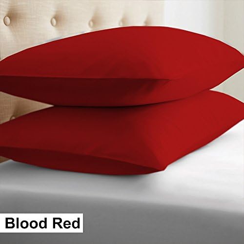 100% Pima Cotton Friendliness Luxury Soft All Type Pillow Covers 2 Piece USA Euro Shams Pillow Covers in Solid Pattern- 400 Thread Count ( Euro Shams 32" x 32" , Blood Red ).