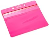 Menda 35092 Pink Horizontal Zipper Closure Badge Holder, 4-1/4" Width x 3-5/8" Height (Pack of 50)