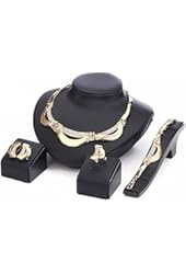 Women Necklace Jewelry Set Gold Plated Crystal Double Chain African Style
