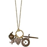 Alice In Wonderland Necklace, Vintage Stampings In Brass, Antique