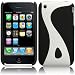 iPHONE 3G S / 3GS BLACK / WHITE SOFT TOUCH SKIN CASE AND SCREEN PROTECTOR PART OF THE QUBITS ACCESSORIES RANGE