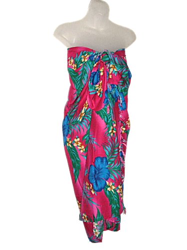 HAWAIIAN LONG SARONG- TROPICAL PINK FLORAL