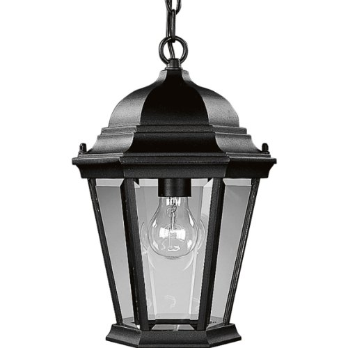 Progress Lighting P5582-31 Cast Hanging Lantern with Clear, Beveled Glass, Textured Black