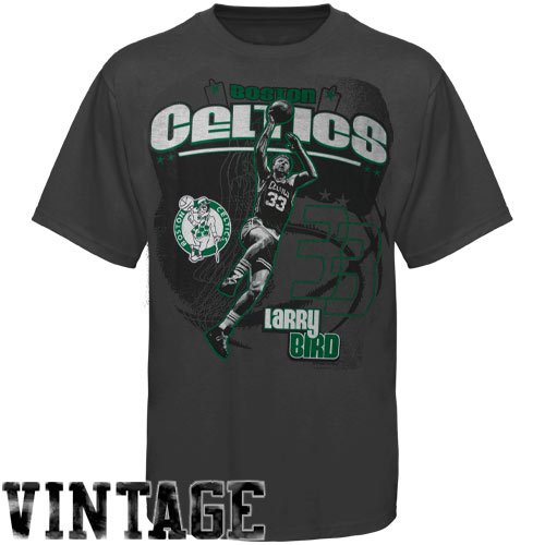 Larry Bird Boston Celtics Triple Double T-Shirt - Charcoal (Small)