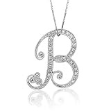 18k White Gold Alphabet Initial B Diamond Pendant Necklace (H-I, SI, 0.18 carat)