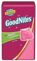 GoodNites Shorts For Girls, Large/Extra-Large, 11-Count Packages (Pack of 4)