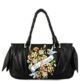 Ed Hardy Megan Flower Satchel - Black