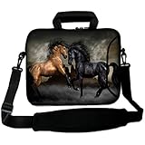 Waterfly&reg; Horse Warrior 15" 15.4" 15.5" 15.6" Inch Laptop Notebook Computer PC Shoulder Messenger Bag Case Cover Briefcase Carrying Bag Protector Holder Pack With Double Pocket for Apple Macbook pro 15" Macbook Air 15.4" Dell vostro 1015 Lenovo ThinkPad T60 HP ProBook 6550b TOSHIBA SATELLITE L300 And Most 15" 15.4" 15.6" Inch Laptop Ultrabook Chromebook Laptop Notebook