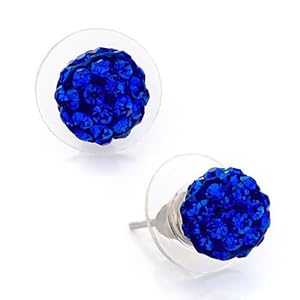 Pugster Deep Blue Crystal September Birthstone Stud Earrings