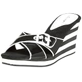  : UNIONBAY Women's Enya Wedge,Black/White,6 M