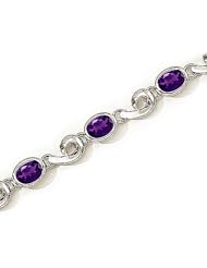 14kt Yellow Gold Oval Amethyst and Diamond Bracelet