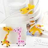 BDS - Cute Cartoon (2 Pieces of Giraffe - Yellow and Pink) Earphone Winder / Cord Manager / Cable Winder + One Free Smart Wrap Silicone Rubber Earphone/earbud Cord Manager Cable Winder Wrap Reel