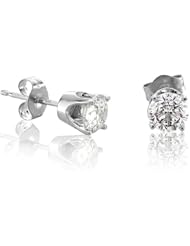 14k White Gold Round Brilliant Cut Diamond Stud Earrings (GH, I1-I2, 0.20 carat)