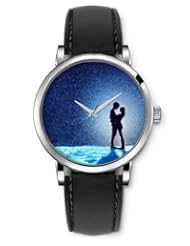 SPRAWL Aanalog Fashion Series Silver Ladies Watches of Genuine Black Leather Strap,Unique Wrist Watch for Women Girls Designed with Lovers in space