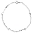 Sterling Silver Singapore with 4mm Bead Stations Chain Anklet, 9