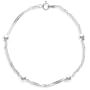Sterling Silver Singapore with 4mm Bead Stations Chain Anklet, 9"