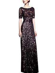 A-line Elbow Length Sleeves Round Neck Cocktail Floor Length Beaded Satin Homecoming Dress/Pageant Dress/Prom Dress/Party Dress/Wedding Dress 