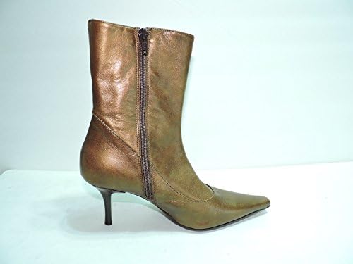 Versani Womens Kammy Bronze Leather 3.25" Heel Italian Designer Tall Ankle Boot, Size 7.5 M