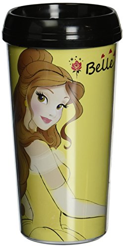 Silver Buffalo DP1587 Disney Belle BPA-Free Plastic Travel Mug, 16 oz., Yellow