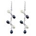 Sterling Silver Shepherd\'s Hook Dangle Earrings with White and Peacock Freshwater Cultured Pearls