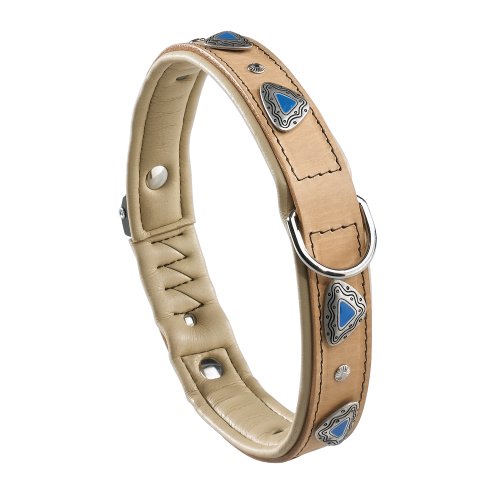 Ferplast 76103051 Lederhalsband für Hunde,  beige mit Applicationen