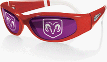 Click here to buy Dodge Racing Titan Sunglasses (Red White Tip) by Jax.