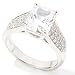 Michael Valitutti Sterling Silver Radiant Cut CZ Pave Ring