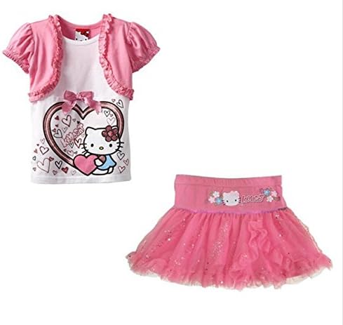 Hello Kitty Toddler Girl Pink Bolero Shirt and Tutu Skirt