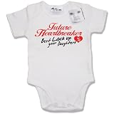 from Dirty Fingers Dirty Fingers - Future Heartbreaker, Best lock up your Daughters - Baby & Toddler Short Sleeve Bodysuit / BabyGrow, 3-6 months, White