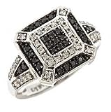 14k white gold black and white diamond ring (1/2 cttw)