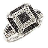 14k white gold black and white diamond ring (1/2 cttw)