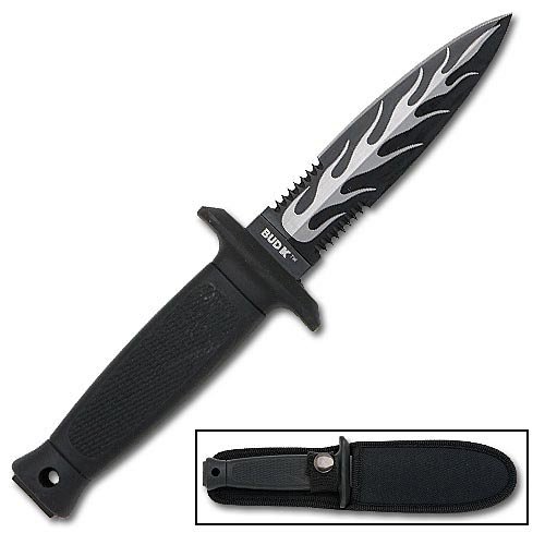 Black Dagger Flame Etching w/ Sheath