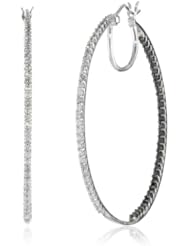 10k White Gold Black and White Diamond Hoop Earrings (1.00 cttw, I-J Color, I2-I3 Clarity)