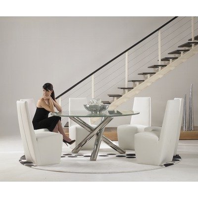 Ritz Gotham Round Dining Table in Brushed Steel