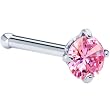 18 Gauge Pink Cubic Zirconia Nose Bone