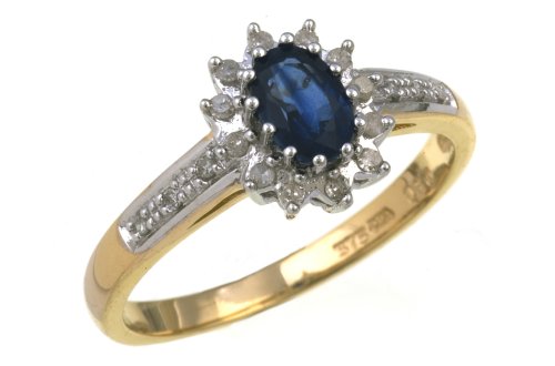 Damen-Ring 9 Karat (375) Gelbgold Gr. 61 (19.4)  Saphir Diamanten PR5647SAO Preisvergleich