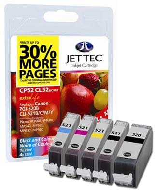 5 Canon Pixma iP4600 Jettec Kompatible Druckerpatronen – Cyan / Magenta / Gelb / Schwarz / Schwarz- Mit Chip