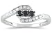 1/4 Carat Black and White Three Stone Diamond Ring title=
