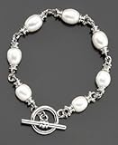 Fresh by Honora Sterling Silver White Oval Cultured Freshwater Pearl Toggle Bracelet