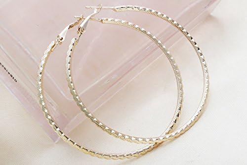 kathy Store INC 1 Pairs Gold Color Fashion Wild Big Circle Earrings Bamboo 2.3 Inch Hoop Earrings