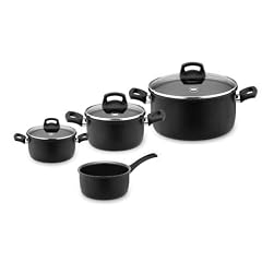 Nero 4-tlg. Set bestehend aus: Kochtopf mit Glasdeckel 16,20,24 cm, Stieltopf 16 cm