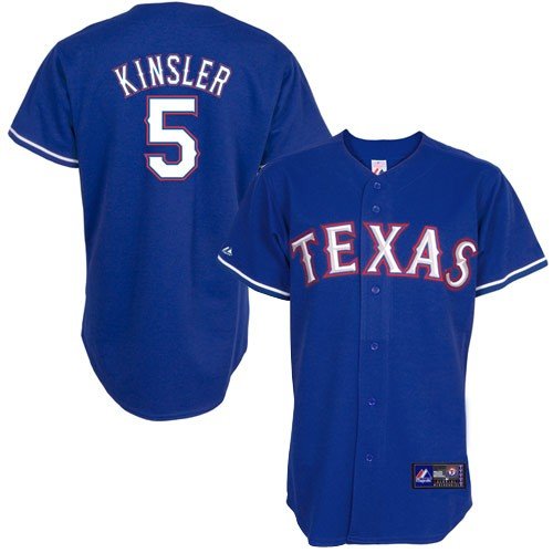 MLB Men's Texas Rangers Ian Kinsler Royal Alternate Short Sleeve 6 Button Synthetic Replica Baseball Jersey Spring 2012  (Royal, X-Large)