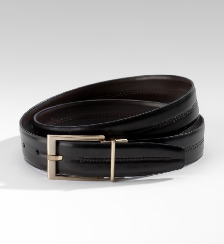 Coated Leather Centre Stitch Reversible Belt