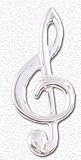 Solid Sterling Silver Treble Clef Brooch Pin