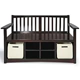 Wood Entranceway Bench with Storage Bins